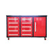 Red tool cabinet with multiple drawers on a white background