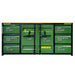 Green industrial storage container with labeled compartments on a white background