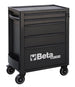 Black tool cart with multiple drawers and Beta logo on a white background