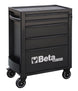 Black tool cart with multiple drawers and Beta logo on a white background