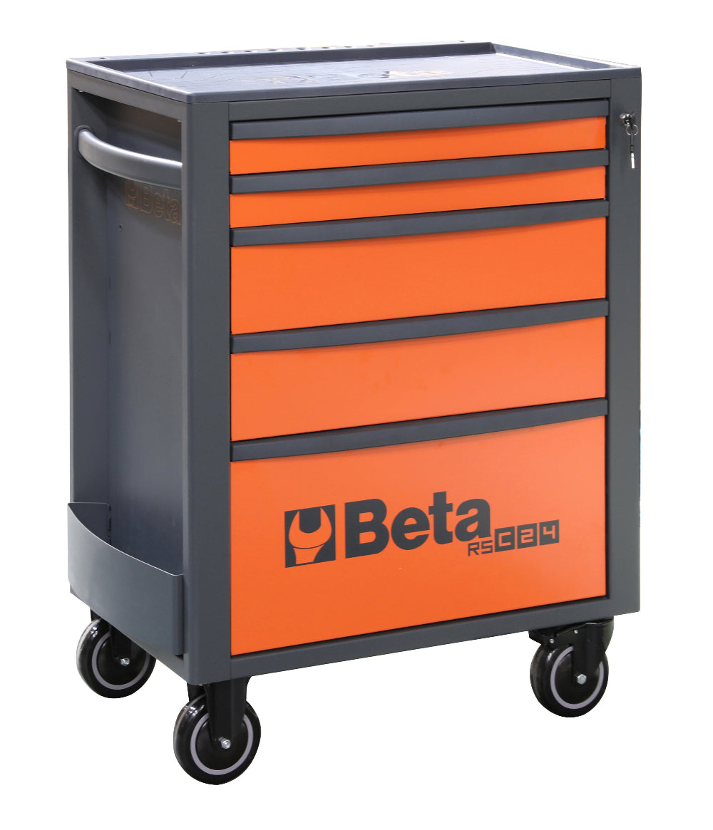 Tool chest with orange drawers and Beta logo on a white background