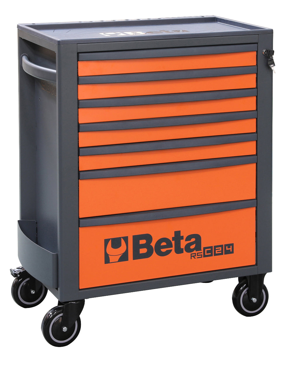 Tool chest with orange drawers and Beta logo on a white background