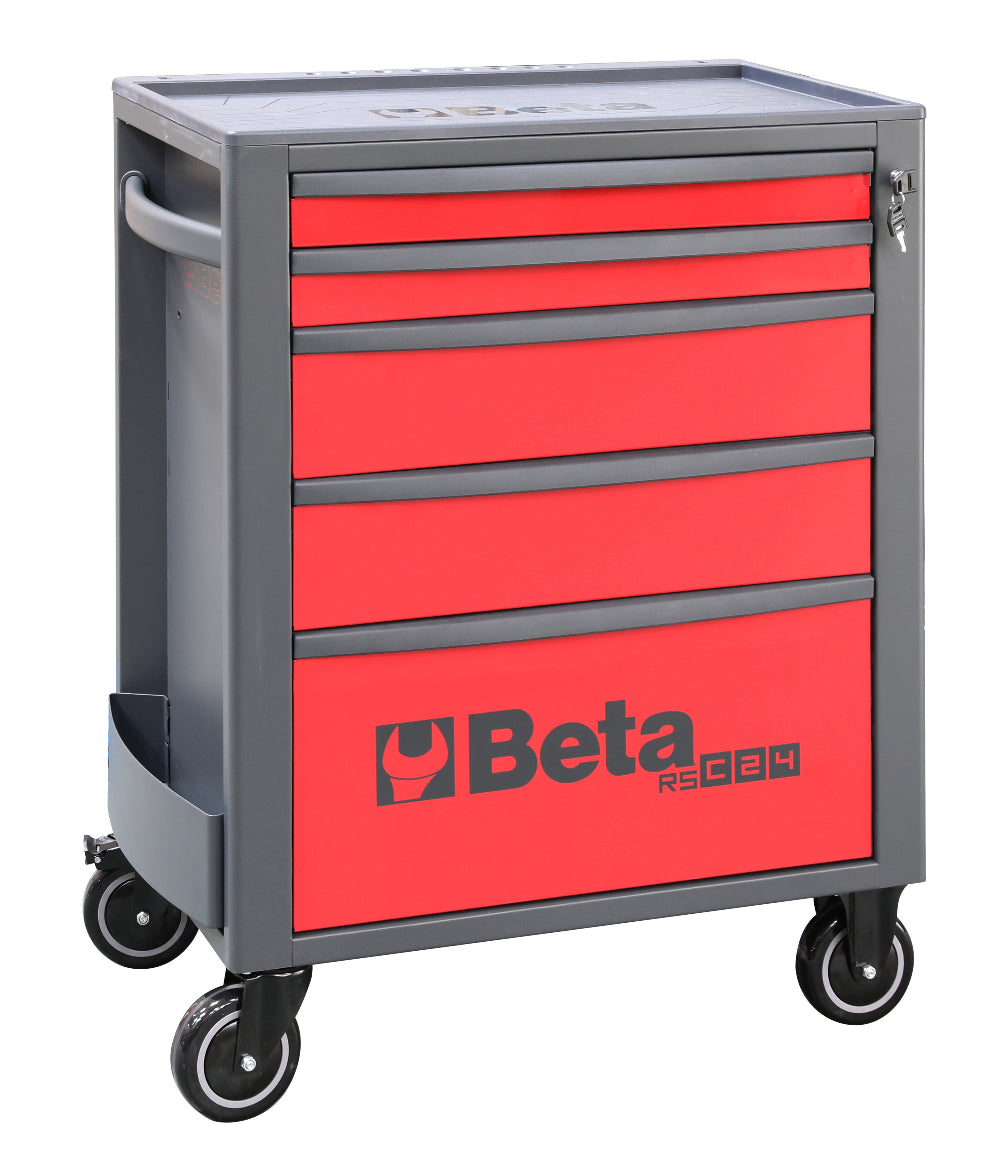 Tool chest with red drawers and Beta logo on a white background