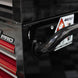 Close-up of a black cabinet door with a handle and 'Pro' branding.