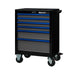 Tool chest with blue drawers on a white background