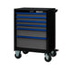 Tool chest with blue drawers on a white background