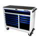 Tool chest with blue drawers on a white background