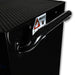 Black metal drawer with a handle and visible brand logo on a white background