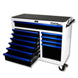 Tool chest with blue drawers on a white background