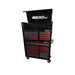 Black and red tool cabinet with multiple drawers on a white background, featuring the BOXO USA logo.