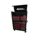 Black and red tool cabinet with multiple drawers on a white background, featuring the BOXO USA logo.