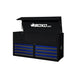Black tool chest with blue drawers and BOXO USA logo on a white background