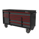 Tool chest with red drawers on a white background