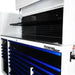 Tool chest with blue drawers and open top shelf, featuring the 'Boxo Pro' brand.