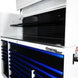Tool chest with blue drawers and open top shelf, featuring the 'Boxo Pro' brand.