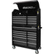 Black tool chest with multiple drawers and 'BOXO USA' branding on a white background