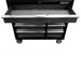 Black tool chest with multiple drawers on a white background