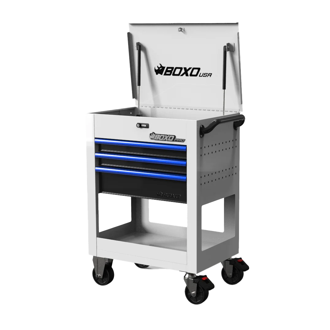 Tool chest with multiple drawers and a visible brand logo on a white background
