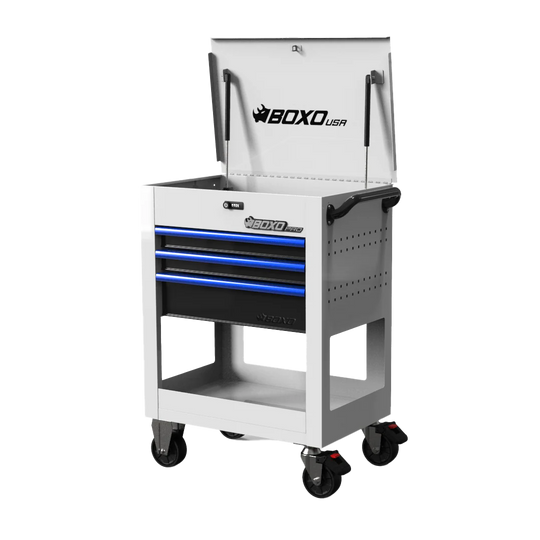 Tool chest with multiple drawers and a visible brand logo on a white background