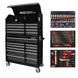 Black toolbox with various tool sets on a white background