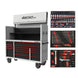 Tool chest with open drawers and tool sets on a white background