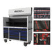 Tool chest with open drawers and tool sets on a white background, featuring the BOXO USA brand.