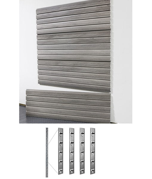 slatwall panels with additional slat components on a white background