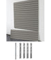 Gray slatwall panels on a white wall