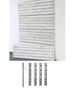White slatwall panels with metal brackets on a white background