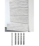 White slatwall panels with metal brackets on a white background