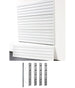 White slatwall panels with a set of metal brackets on a white background