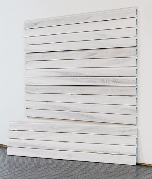 Wooden slat wall panel on a white background