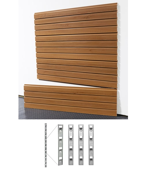 slatwall panels with installstrips on white background
