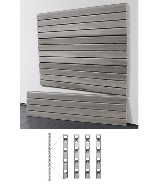 slatwall with installstrips on white background