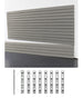 Metallic panel system with fasteners on a white background