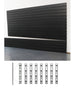 Black panel system with additional components on a white background