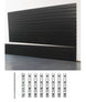 Black panel system with additional components on a white background
