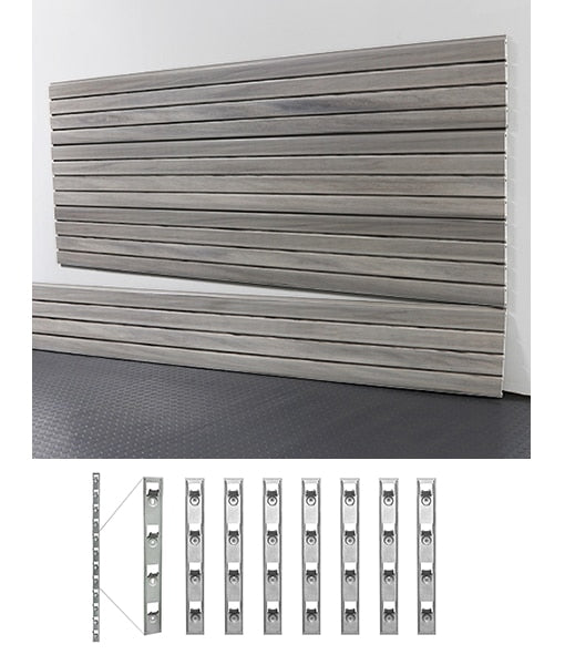 slatwall with installstrips in white background