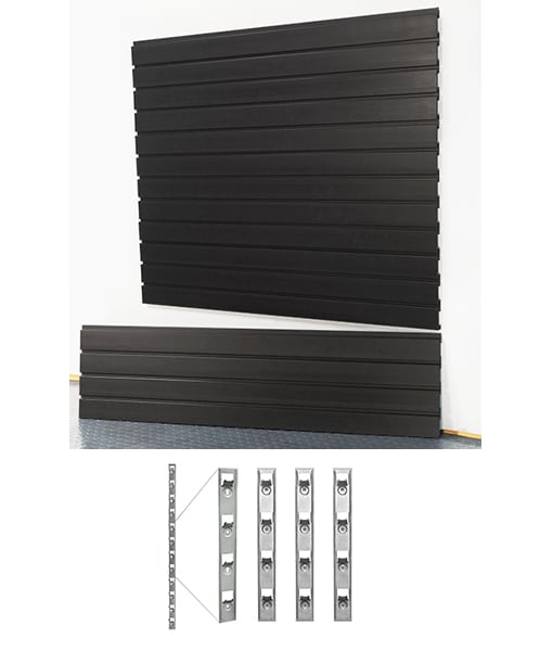slatwall on white background with installstrips